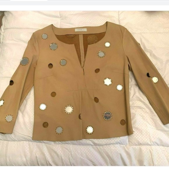 PRADA NAPPA LEATHER CROP TOP BLOUSE EU SIZE 42 *RIPPED* FITS LIKE A US Size 4 - Picture 2 of 13